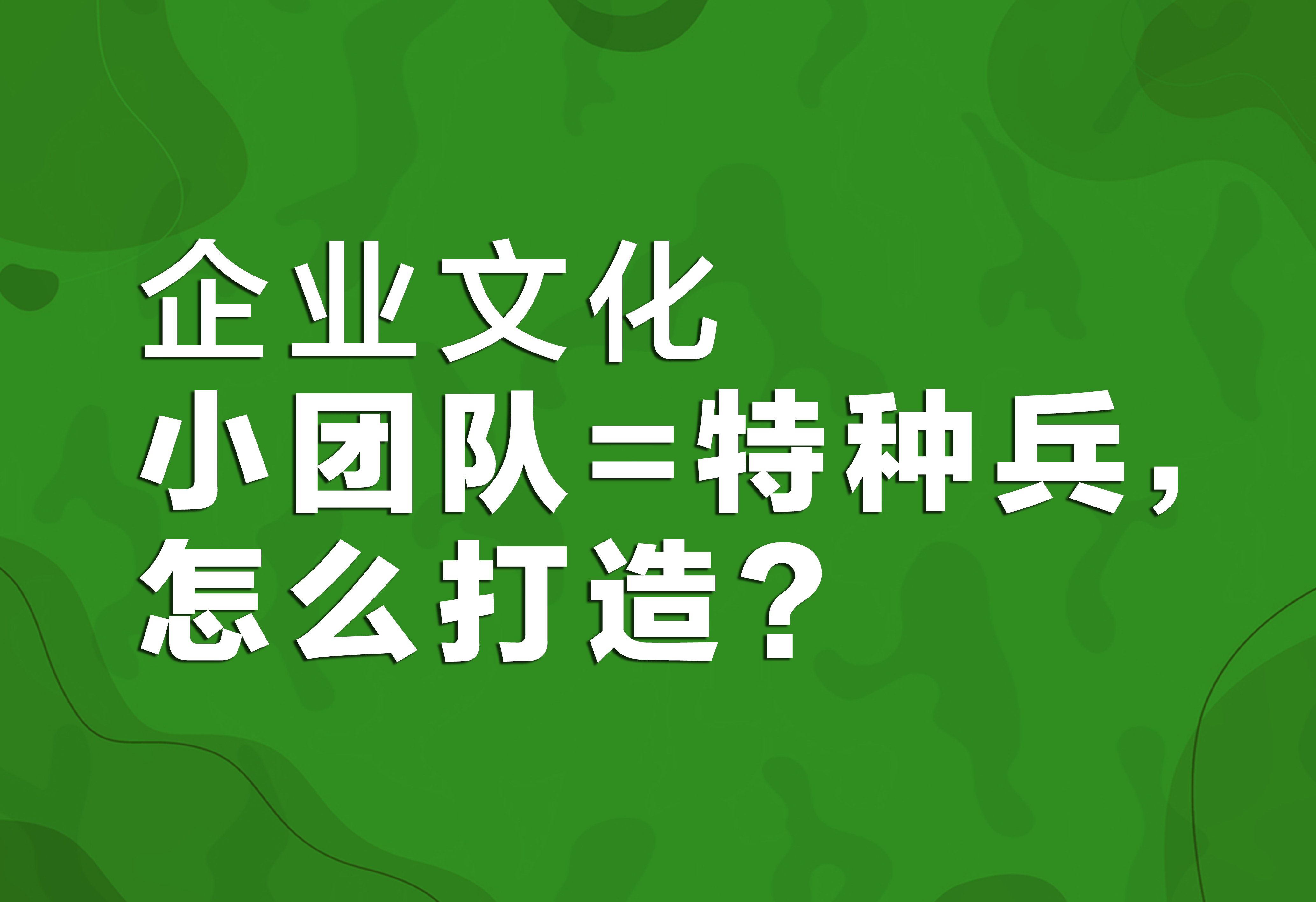 企業(yè)文化：小團隊=特種兵，怎么打造？